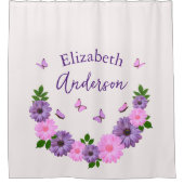 Vlinders roze en Paarse Douchegordijn (Voorkant)