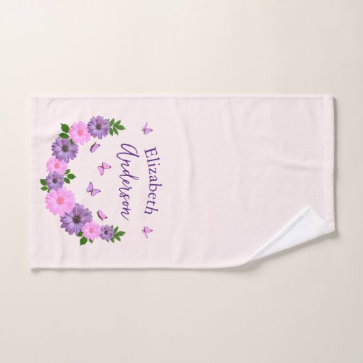 Vlinders roze en Paarse Handdoek (Handdoek)