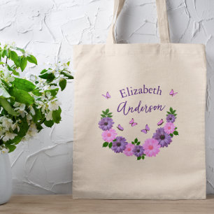 Vlinders roze en Paarse Tote Bag