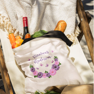 Vlinders roze en Paarse Tote Bag
