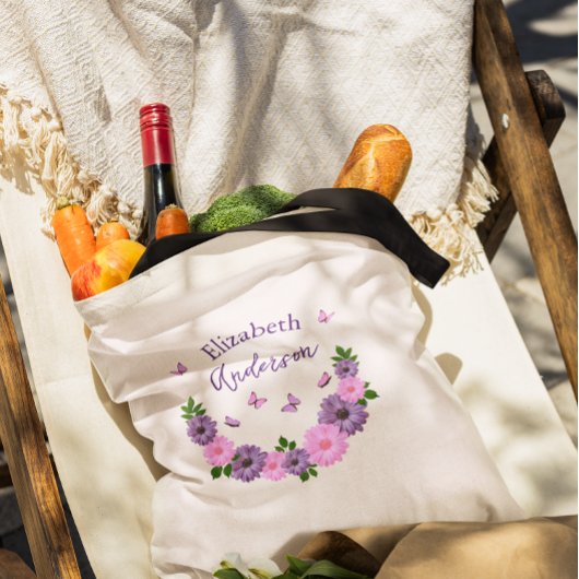 Vlinders roze en Paarse Tote Bag