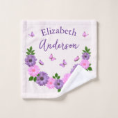 Vlinders roze en Paarse Washandje (Wasdoekje)