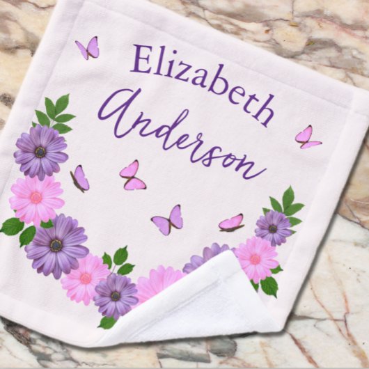 Vlinders roze en Paarse Washandje