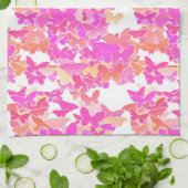 Vlinders, roze, fuchsia en koraal theedoek (Gevouwen)