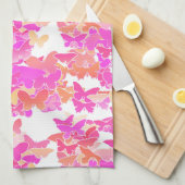 Vlinders, roze, fuchsia en koraal theedoek (Quarter Fold)