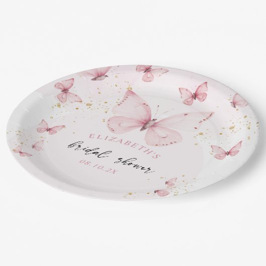 Vlinders Roze Goud Vrijgezellenfeest Papieren Bordje (Gekanteld)