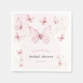 Vlinders Roze Gouden Bruidsdouche Servet (Voorkant)