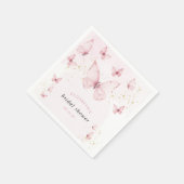 Vlinders Roze Gouden Bruidsdouche Servet (Hoek)