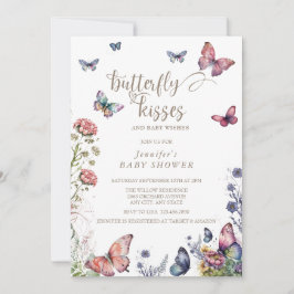 Vlinders Roze Paarse | Bloemen Baby shower Kaart