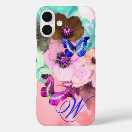 VLINDERS, ROZE TEAL ROZEN EN ANEMONEBLOEMEN Case-Mate iPhone CASE (Achterkant)