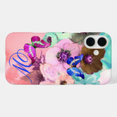 VLINDERS, ROZE TEAL ROZEN EN ANEMONEBLOEMEN Case-Mate iPhone CASE (Achterkant (horizontaal))