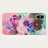 VLINDERS, ROZE TEAL ROZEN EN ANEMONEBLOEMEN Case-Mate iPhone CASE (Achterkant (horizontaal))