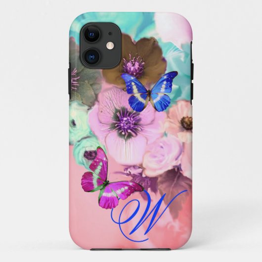 VLINDERS, ROZE TEAL ROZEN EN ANEMONEBLOEMEN Case-Mate iPhone CASE (Achterkant)