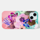 VLINDERS, ROZE TEAL ROZEN EN ANEMONEBLOEMEN Case-Mate iPhone CASE (Achterkant (horizontaal))