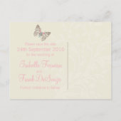 Vlinders roze witte crème bewaar de datumkaart aankondigingskaart (Achterkant)