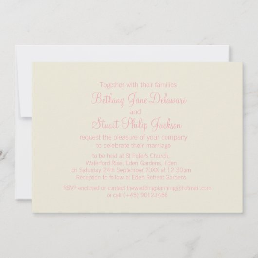 Vlinders roze witte crème bruiloft uitnodiging (Achterkant)