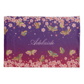 Vlinders & Sakura Bloesems Paarse gepersonaliseerd Kussensloop (Achterkant)