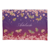 Vlinders & Sakura Bloesems Paarse gepersonaliseerd Kussensloop (Voorkant)