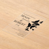 Vlinders Script Zwart Wit Trouw Uitnodiging (Laagn)