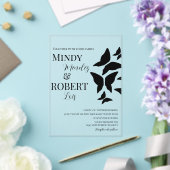 Vlinders Script Zwart Witte Trouw Uitnodiging (Insitu (Huwelijk))