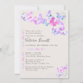 Vlinders Silver Confetti Quinceanera en Mass Kaart (Voorkant)