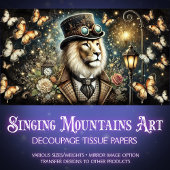 vlinders Steampunk Lion Decoupage Tissuepapier