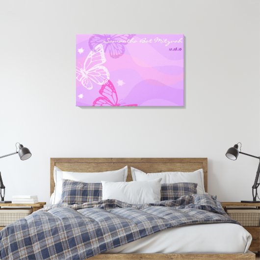 VLINDERS & STERREN Bat Mitzvah Inloggen Board Canvas Afdruk (Insitu (Slaapkamer))