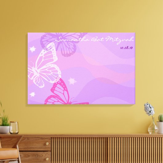 VLINDERS & STERREN Bat Mitzvah Inloggen Board Canvas Afdruk (Insitu (Woonkamer))