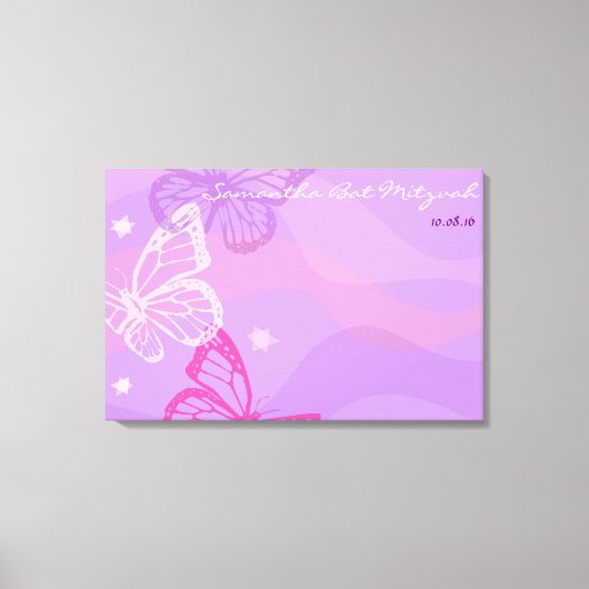VLINDERS & STERREN Bat Mitzvah Inloggen Board Canvas Afdruk (Voorkant)