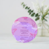 Vlinders & Sterren Ronde Bat Mitswa Uitnodiging (Staand voorkant)