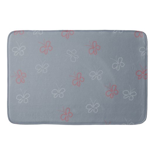 Vlinders Sterren Salie Stof Blauw Badmat (Voorkant)