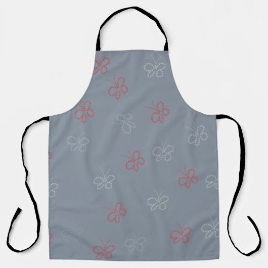 Vlinders Sterren Salie Stof Blauw Schort (Voorkant)