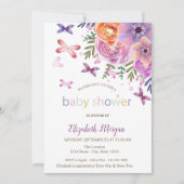 Vlinders Stippen Bloem Baby Shower Kaart (Voorkant)