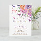 Vlinders Stippen Bloem Baby Shower Kaart (Staand voorkant)