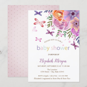 Vlinders Stippen Bloem Baby Shower Kaart