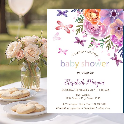 Vlinders Stippen Bloem Baby Shower Kaart