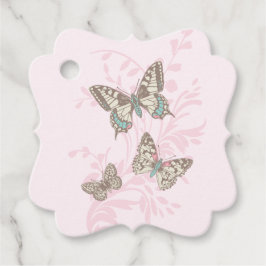 Vlinders tekening grafisch roze bruiloft cadeau bedankjes labels