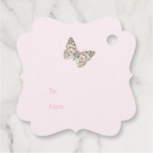 Vlinders tekening grafisch roze bruiloft cadeau bedankjes labels (Achterkant)