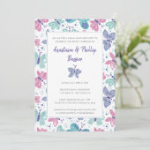 Vlinders Trouwfeest Bruiloftsreceptie Feest Kaart (Staand voorkant)