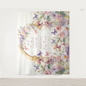 Vlinders tuin baby shower foto achtergrond wandkleed (Voorkant)