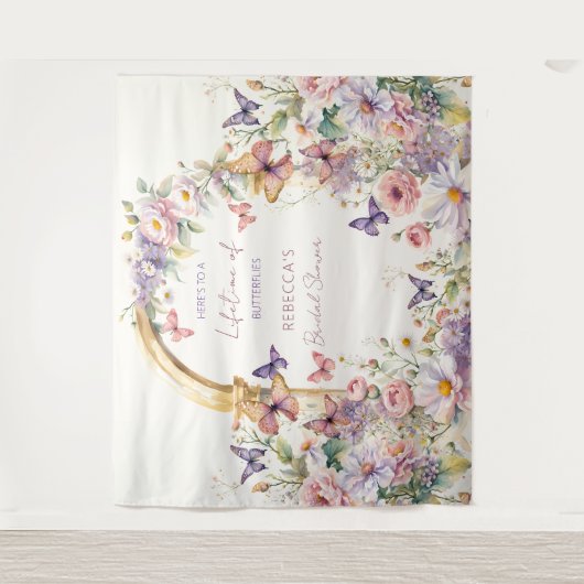 Vlinders tuin vrijgezellenfeest foto achtergrond wandkleed (Voorkant)