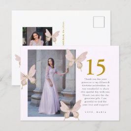vlinders twee foto quinceanera dank u briefkaart