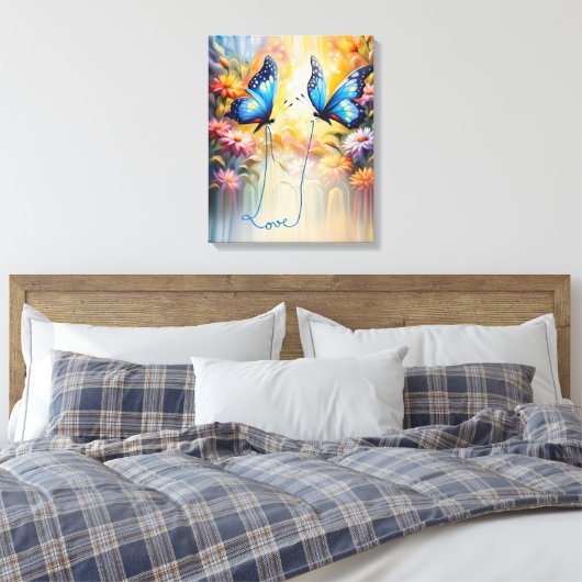 vlinders uit liefde canvas afdruk (Insitu (Slaapkamer))