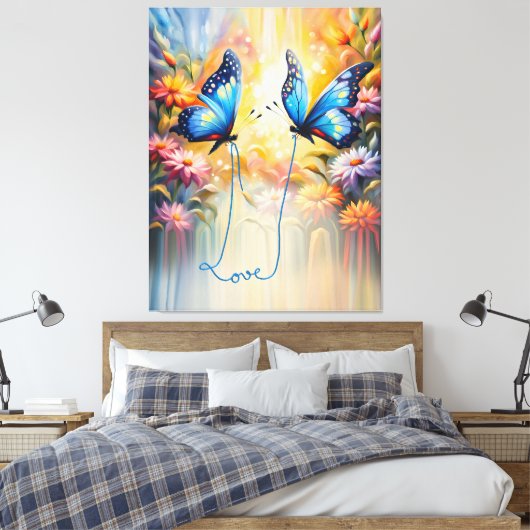 vlinders uit liefde canvas afdruk (Insitu (Slaapkamer))