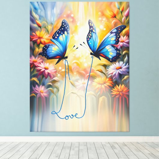 vlinders uit liefde canvas afdruk (Insitu (Houten vloer))