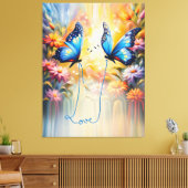 vlinders uit liefde canvas afdruk (Insitu (Woonkamer))