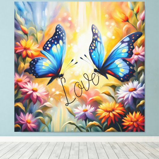 vlinders uit liefde canvas afdruk (Insitu (Houten vloer))