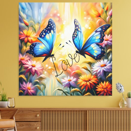 vlinders uit liefde canvas afdruk (Insitu (Woonkamer))