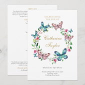 Vlinders Uitvaartorde van de dienstprogramma Kaart (Voorkant / Achterkant)