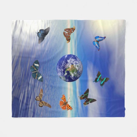 Vlinders van Blue Earth Fleece Deken (Voorkant (Horizontaal))